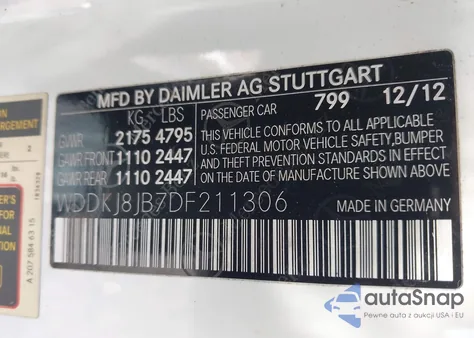 2013 Mercedes-Benz E 350 4Matic z USA, uszkodzony, nr VIN WDDKJ8JB7DF211306